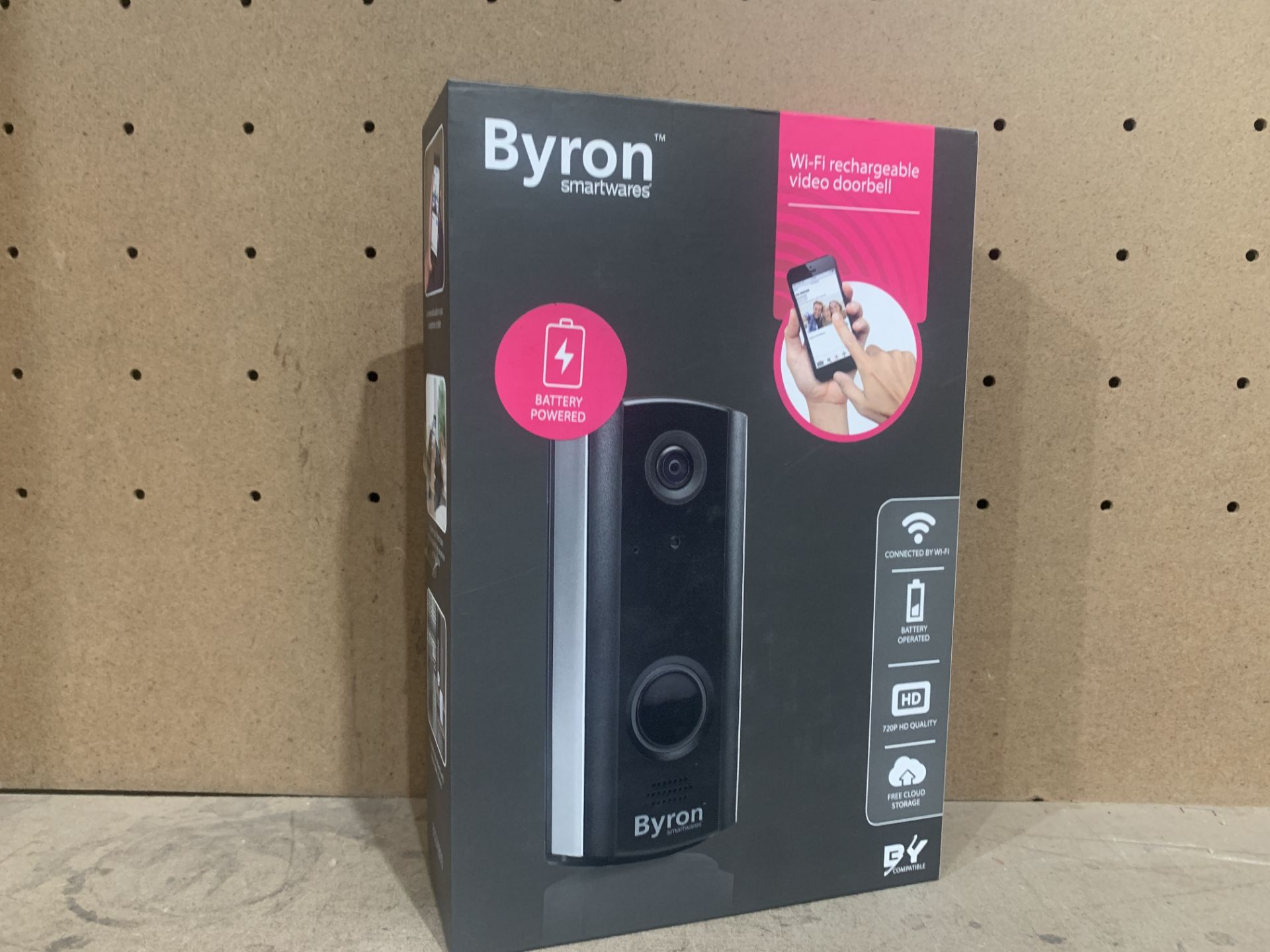 BYRON SMARTWARES BATTERY POWERED WIFI RECHARGEABLE VIDEO DOORBELLS