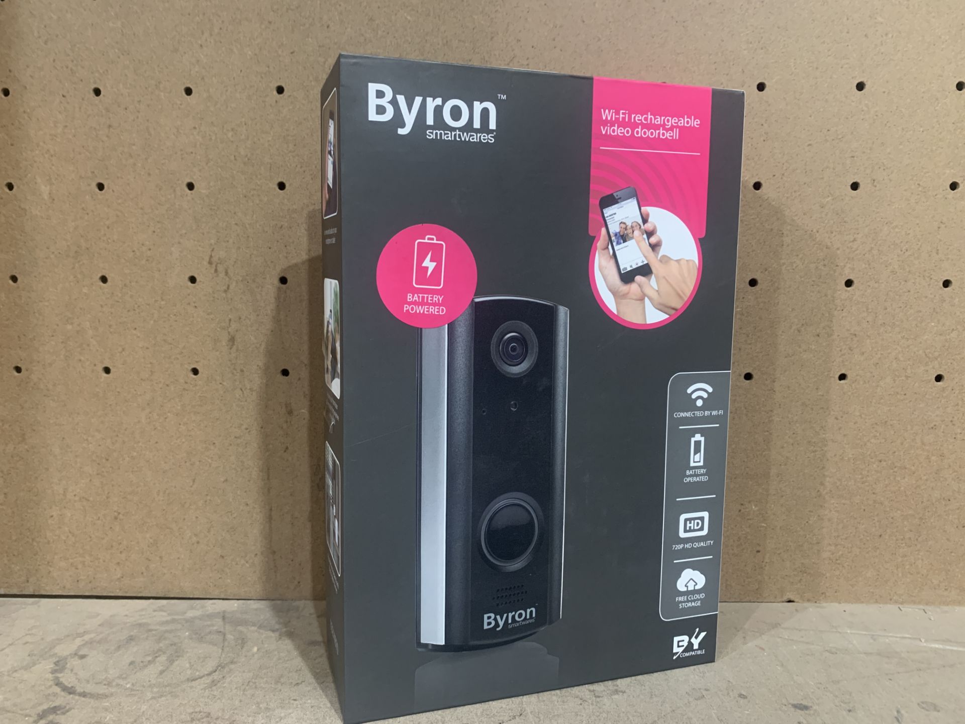 BYRON SMARTWARES BATTERY POWERED WIFI RECHARGEABLE VIDEO DOORBELLS