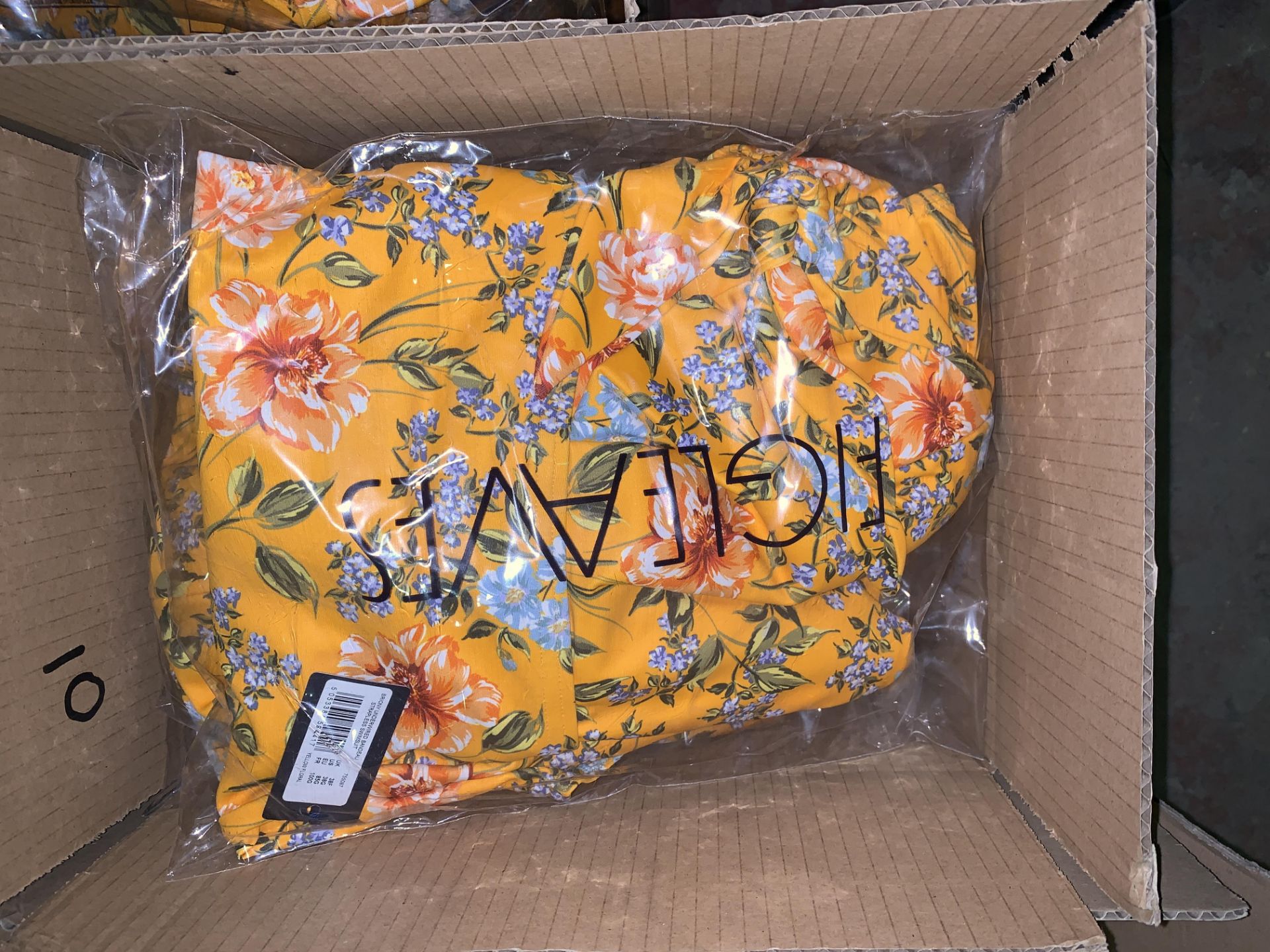 10 X BRAND NEW INDIVIDUALLY PACKAGED FIGLEAVES YELLOW FLORAL BRIONY UNDERWIRED BANDEAU STRAPLESS