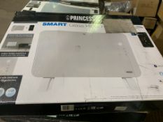 PRINCESS WHITE SMART GLASS PANEL HEATER 1000W RRP £99