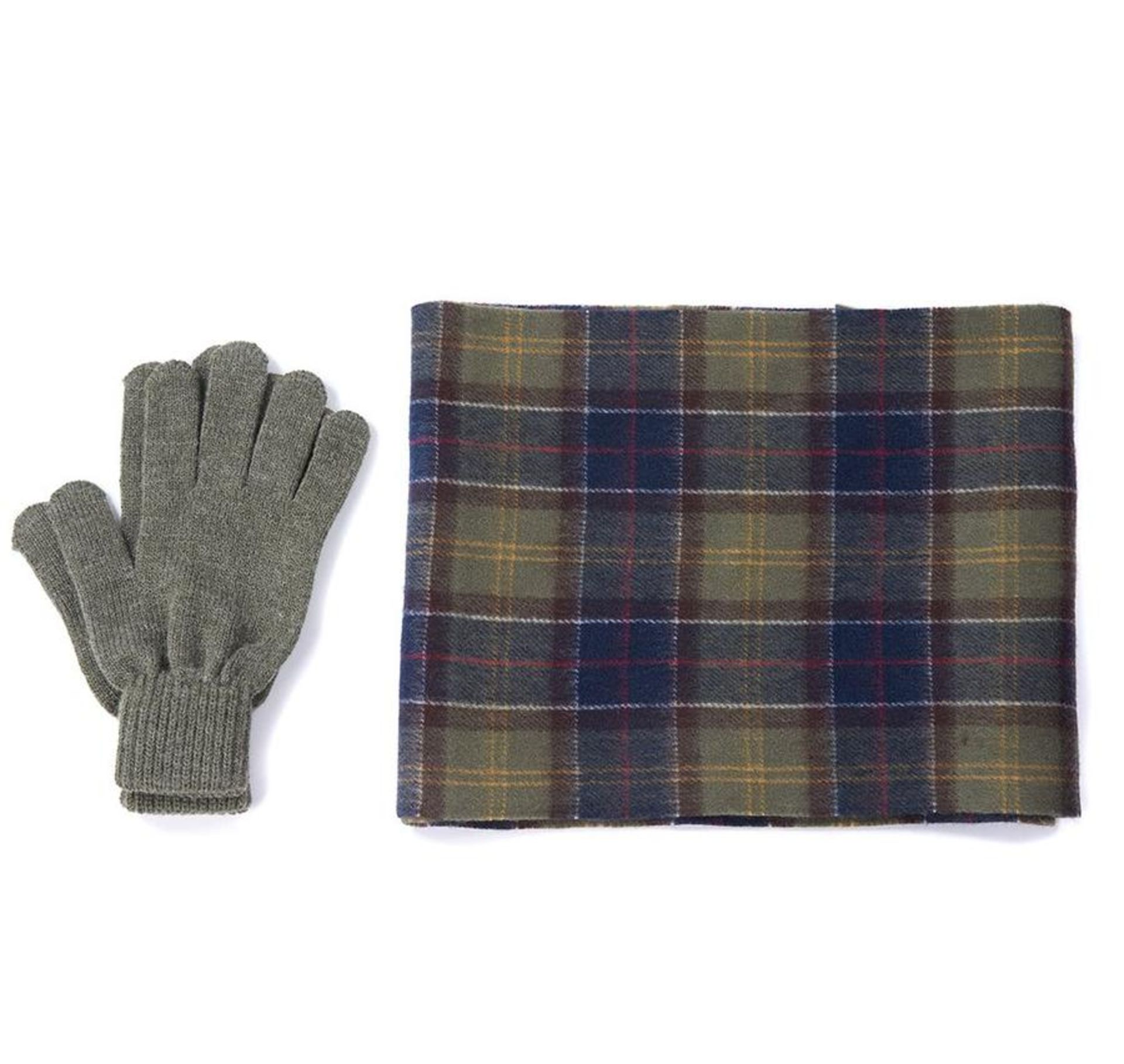 BRAND NEW BARBOUR LAMBSWOOL TARTAN GLOVE AND SCARF SET (2448) RRP £55