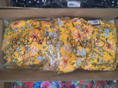 10 X BRAND NEW INDIVIDUALLY PACKAGED YELLOW FLORAL BRIONY CURVE NON WIRED PLUNGE TIE FRONT SWIMSUITS