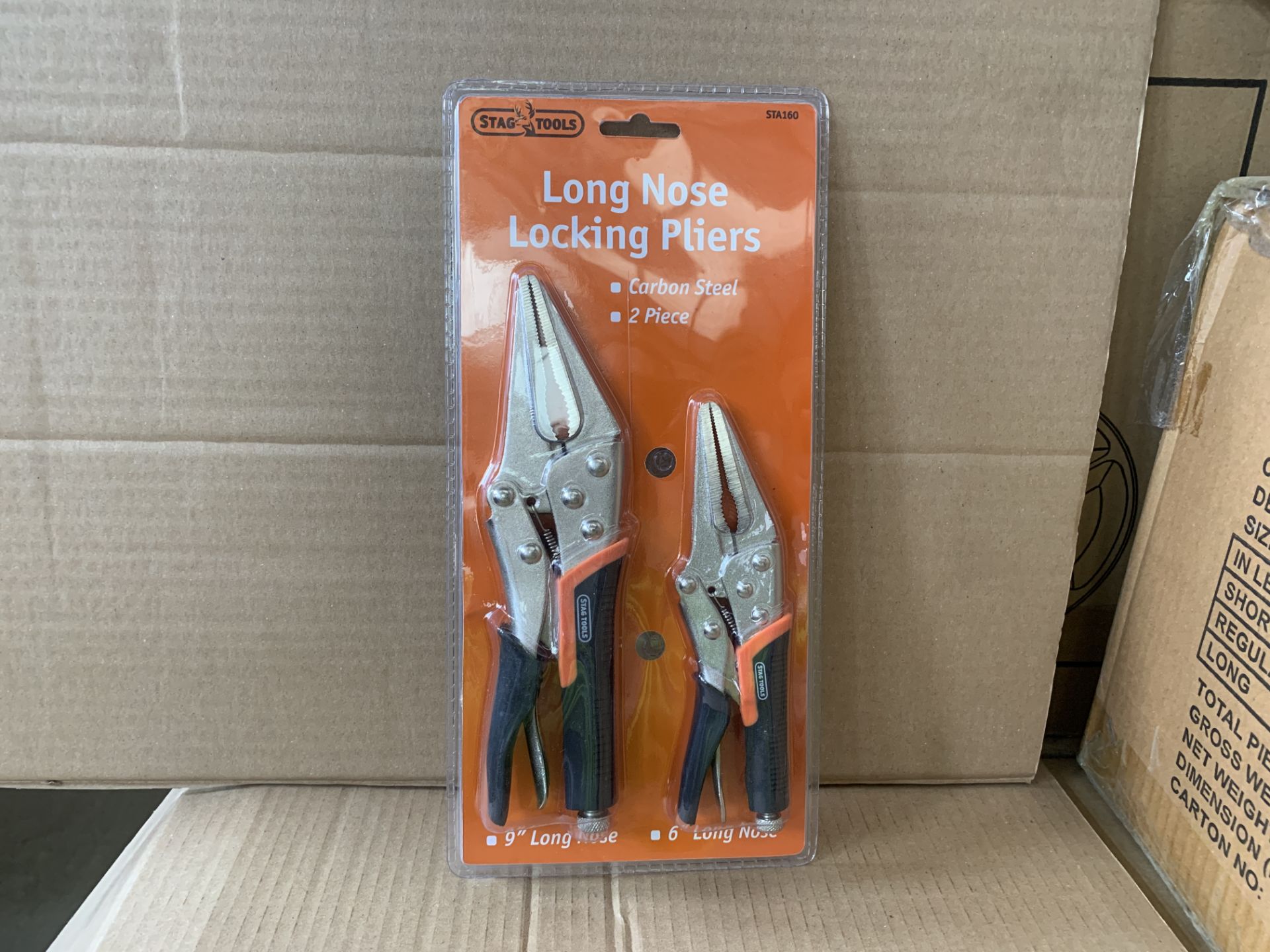 8 X BRAND NEW SETS OF 2 STAG TOOLS LONG NOSE LOCKING PLIERS