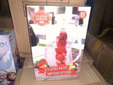 8 X NEW BOXED THE VINTAGE COMPANY 2.5LITRE FRUIT INFUSER PITCHERS. ADD FRUIT TO WATER, SODA OR ICE