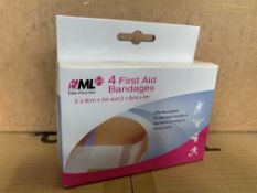 96 X NEW BOXED PACKS OF 4 FIRST AID BANDAGES. EFFECTIVE SUPPORT FOR DAMAGED MUSCLES OR LIGMENTS