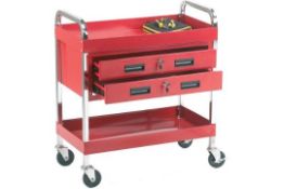 BRAND NEW TOOL TROLLEY WITH 2 SHELVES, 2 HANDLES AND 2 DRAWERS RRP £255 TCC22Y