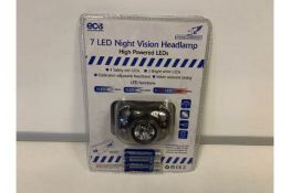 36 X NEW PACKAGED FALCON 7 LED NIGHT VISION HEADLAMPS. HIGH POWERED LEDS