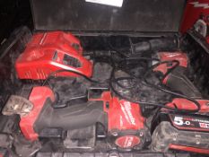 MILWAUKEE M18 FPP2A2-502X FUEL 18V 5.0AH LI-ION REDLITHIUM BRUSHLESS CORDLESS TWIN PACK COMES WITH 1