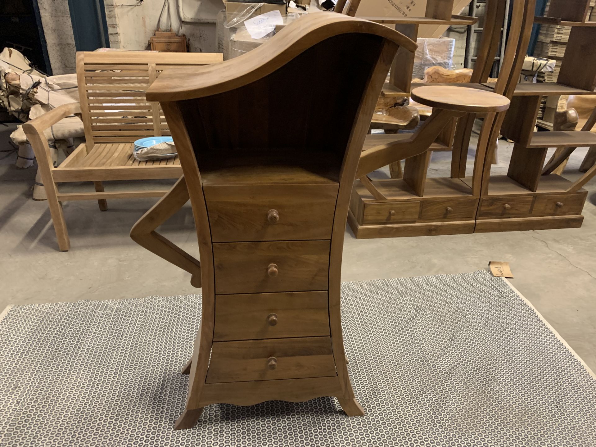 SOLID WOODEN TEAK 4 DRAWER HONEY CABINET L50 X W30 X H120 RRP £965 - Image 2 of 3