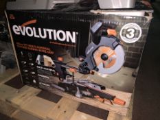 EVOLUTION R185SMS 185MM ELECTRIC SINGLE-BEVEL SLIDING MITRE SAW 240V COMES WITH BOX (UNCHECKED,