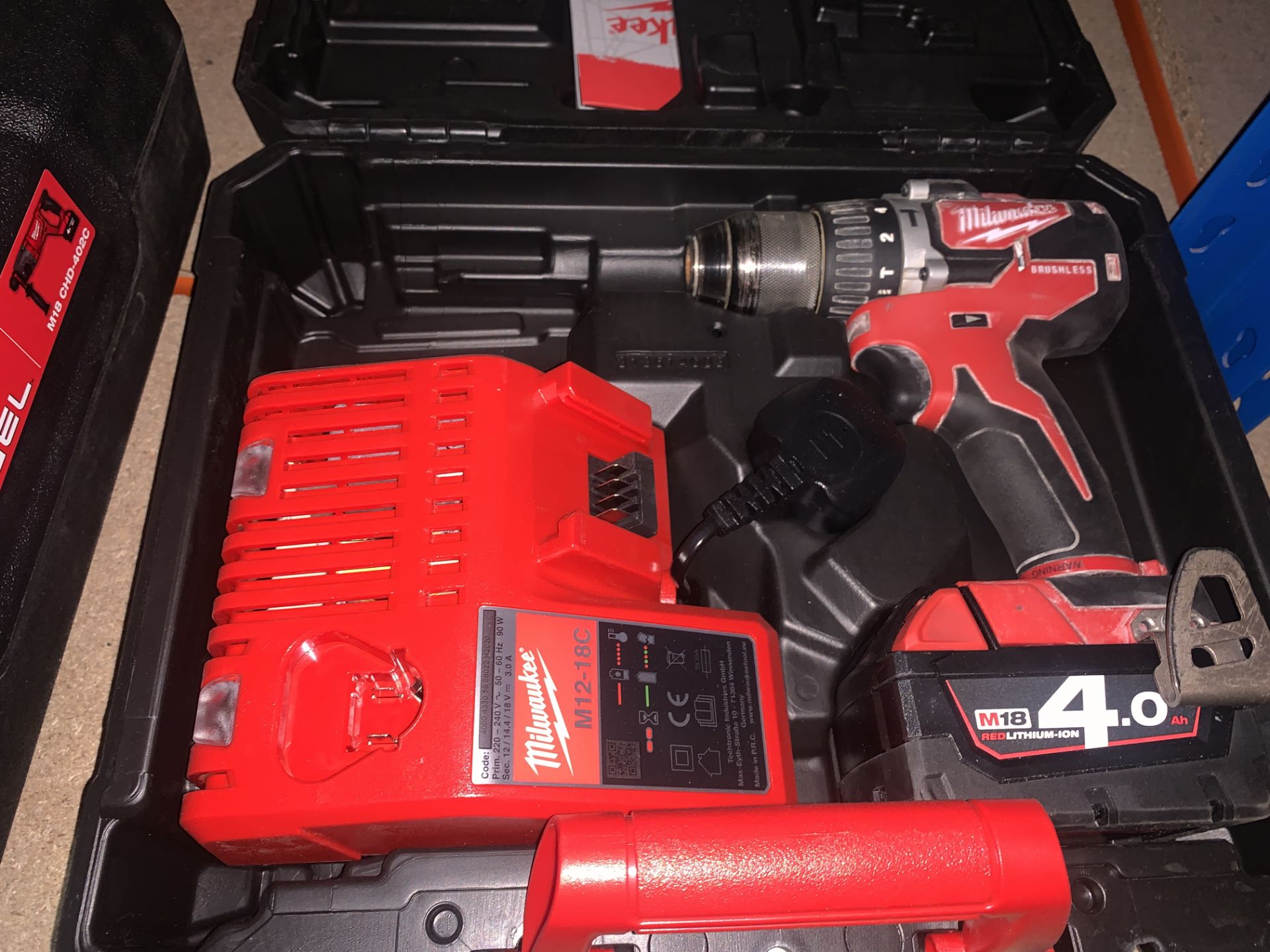 MILWAUKEE M18 CNLPD COMBI DRILL COMES WITH BATTERY, CHARGER AND CARRY CASE (UNCHECKED, UNTESTED)