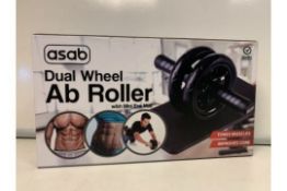 PALLET TO CONTAIN 72 X NEW BOXED ASAB DUAL WHEEL AB ROLLER SET WITH MINI EVA MAT - TONES MUSCLES -