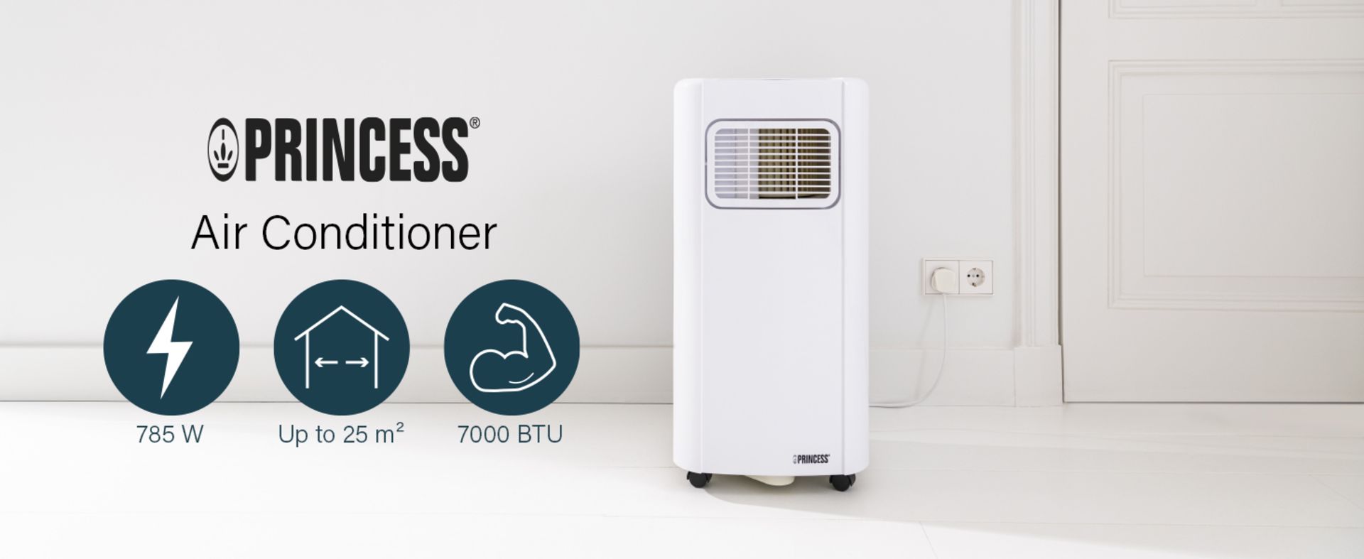 PALLET TO CONTAIN 6 x PRINCESS MOBILE AIR CONDITIONER 7000BTU, 785W, A ENERGY RATED RRP £299.99