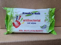 PALLET TO CONTAIN 960 x NEW SEALED PACKS OF 60 - FRESH N' SOFT ANTIBACTERIAL WET WIPES. RRP £3.99