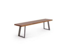 New Boxed - Cantilever Rustic Solid Oak & Metal Bench. 180cm Long. RRP £330 EACH. For a more open