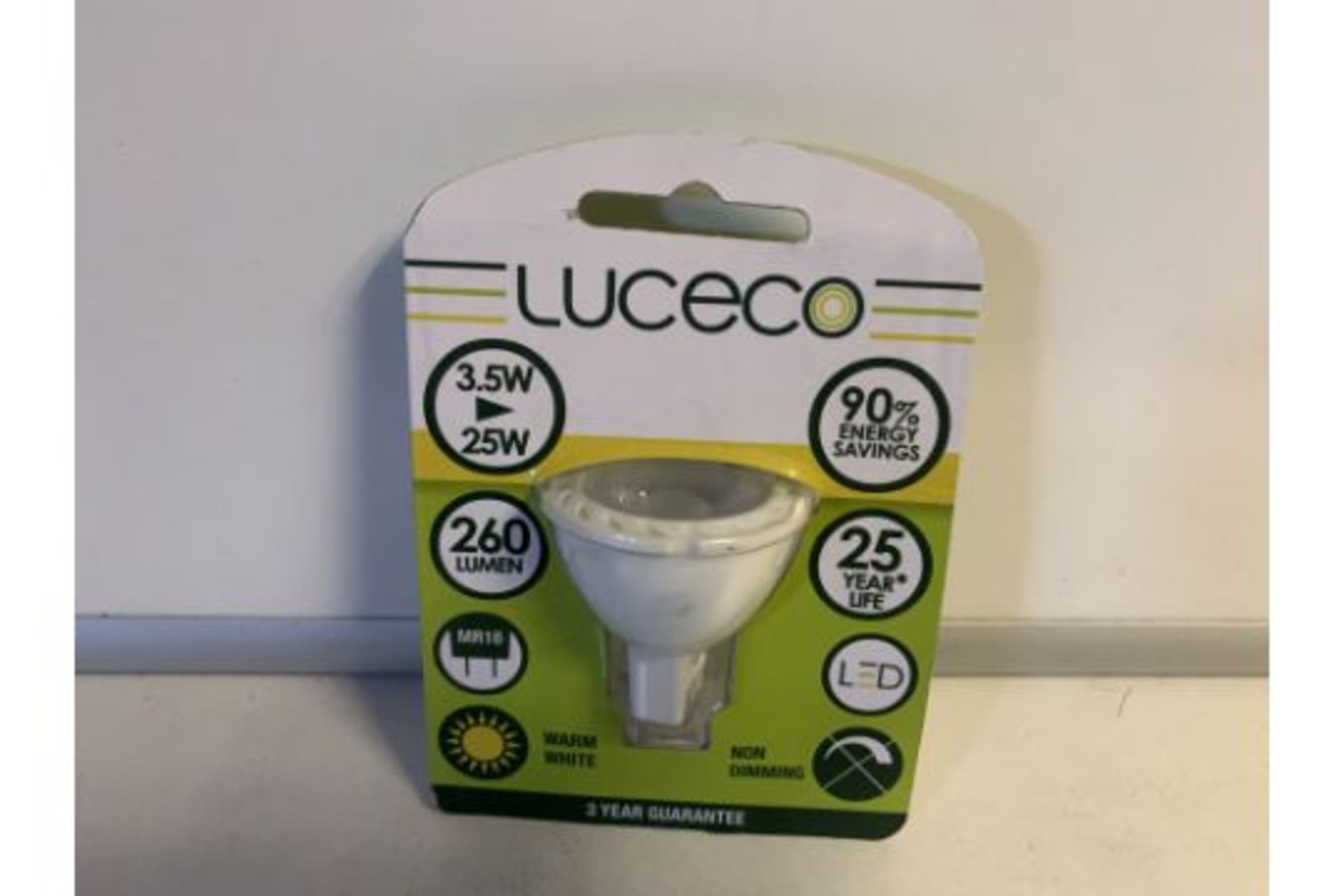 50 X NEW PACKAGED LUCECO LED MR16 LIGHT BULBS. 3.5w=25w. WARM WHITE. RRP £10 EACH