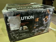 EVOLUTION R255SMS-DB 255MM ELECTRIC DOUBLE-BEVEL SLIDING MITRE SAW 110V (UNCHECKED, UNTESTED)
