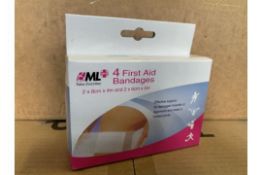 96 X NEW BOXED PACKS OF 4 FIRST AID BANDAGES. EFFECTIVE SUPPORT FOR DAMAGED MUSCLES OR LIGMENTS