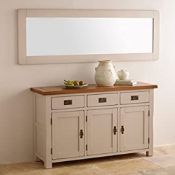 NEW BOXED KEMBLE RUSTIC SOLID OAK & PAINTED WALL MIRROR. 1800x600MM. RRP £300. 100% OAK, REAL WOOD