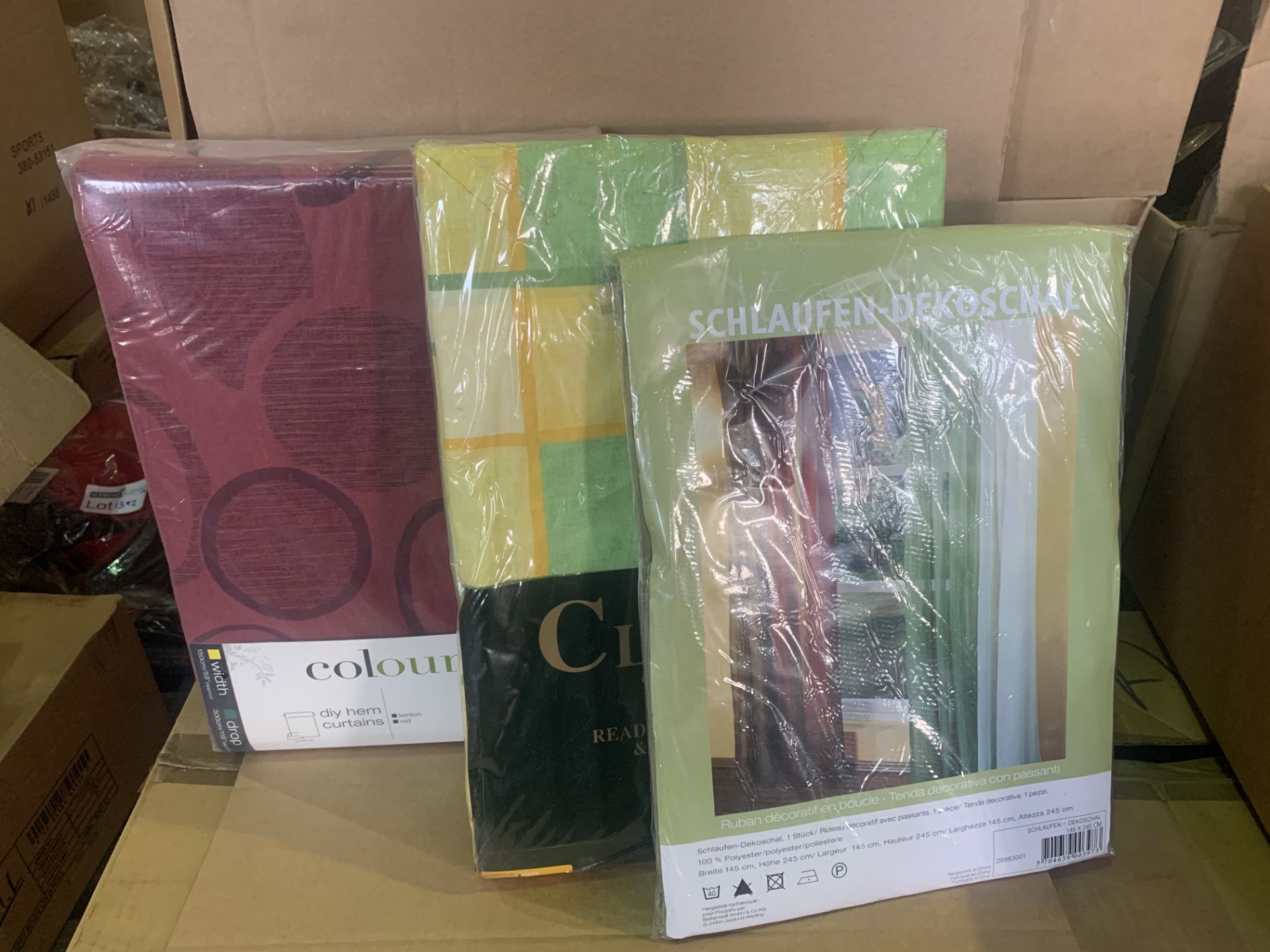 15 X ASSORTED BRAND NEW CURTAIN SETS IN VARIOUS STYLES AND SIZES