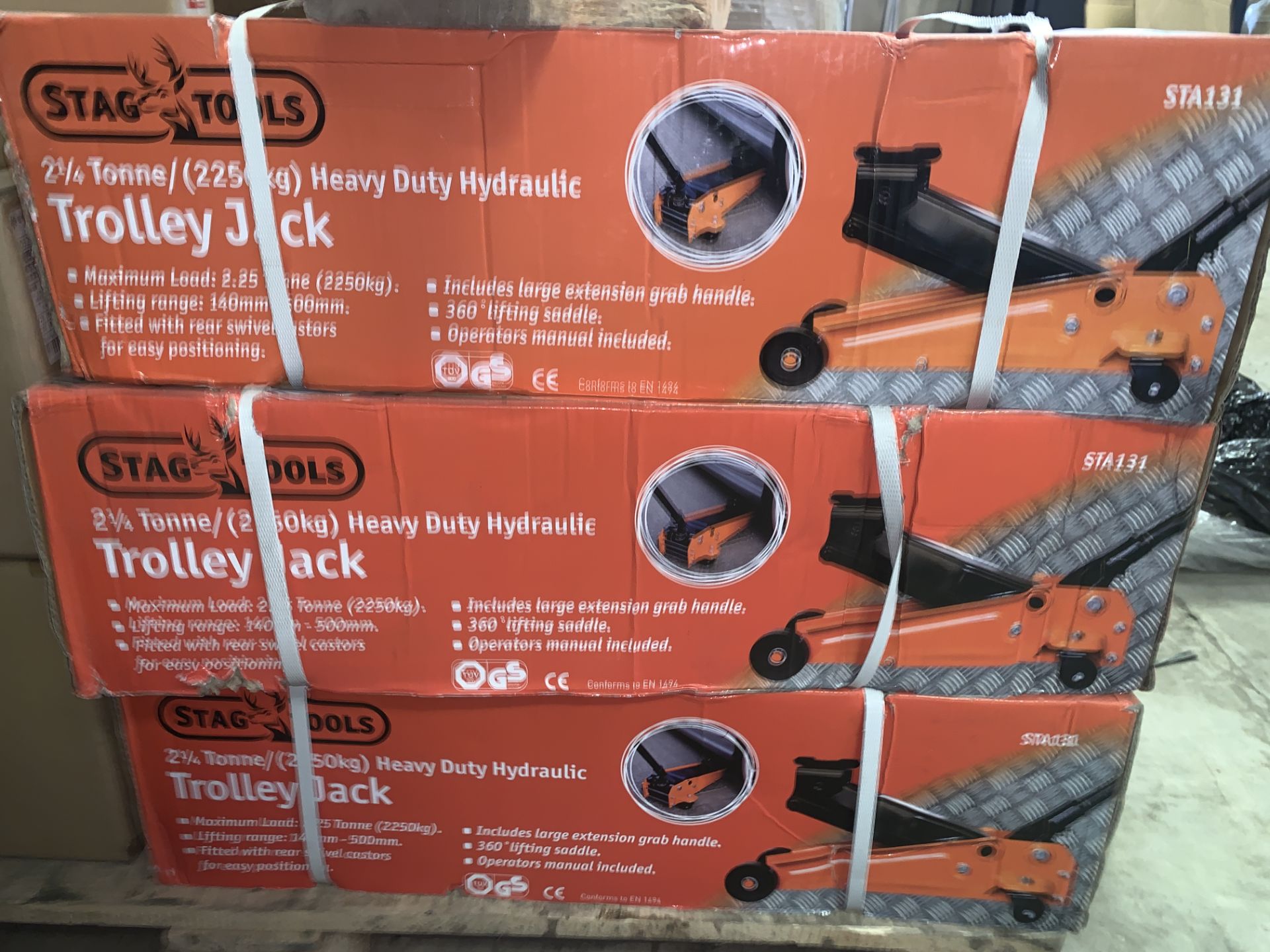 3 X BRAND NEW STAG TOOLS 2 1/4 TONNE TROLLEY JACKS