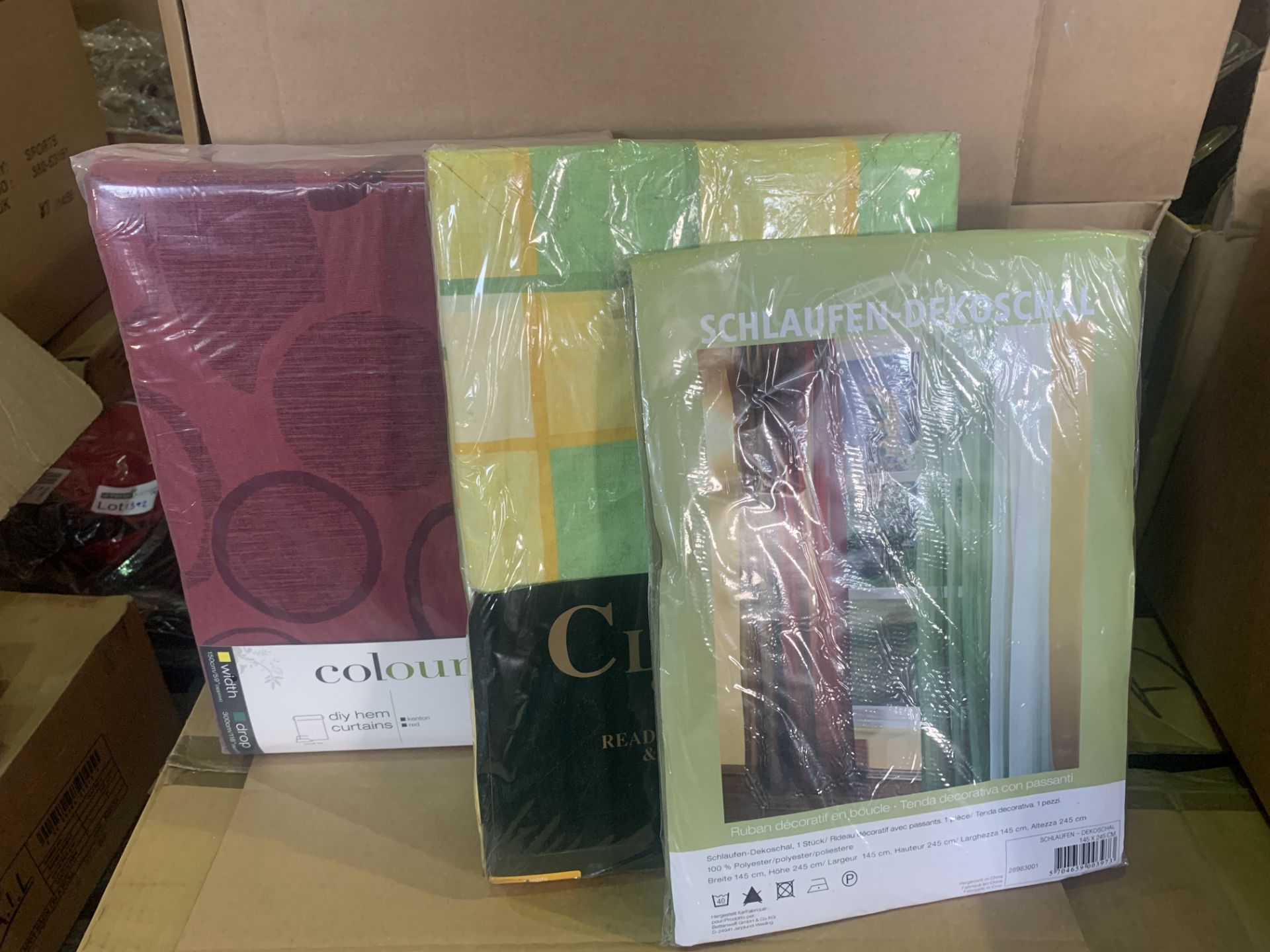 15 X ASSORTED BRAND NEW CURTAIN SETS IN VARIOUS STYLES AND SIZES