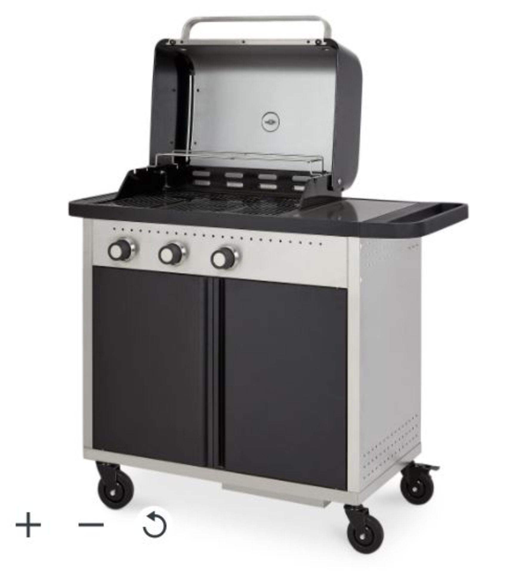 NEW BOXED - Rockwell 310 3 burner Gas Black Barbecue. With dishwasher safe grills, integrated - Image 2 of 2
