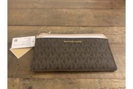 BRAND NEW MICHAEL KORS MONEY PIECES BROWN/SOFT PINK LARGE SLIM CARD CASE (3836) RRP £119 P2