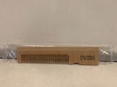 1000 X BRAND NEW GILCHRIST AND SOAMES WOODEN HANDLED COMB WITH LOGO