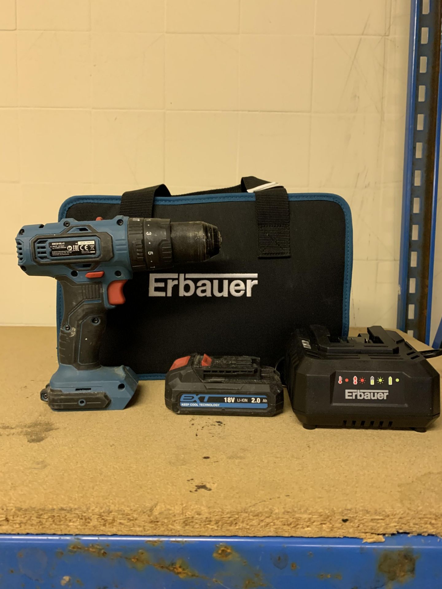 ERBAUER EBCD18LI-2 18V 2.0AH LI-ION EXT CORDLESS COMBI DRILL COMES WITH BATTERY, CHARGER AND CARRY
