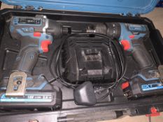 ERBAUER TWIN PACK COMBI DRILL AND IMPACT DRIVER COMES WITH 2 X BATTERIES, CHARGER AND CARRY CASE (