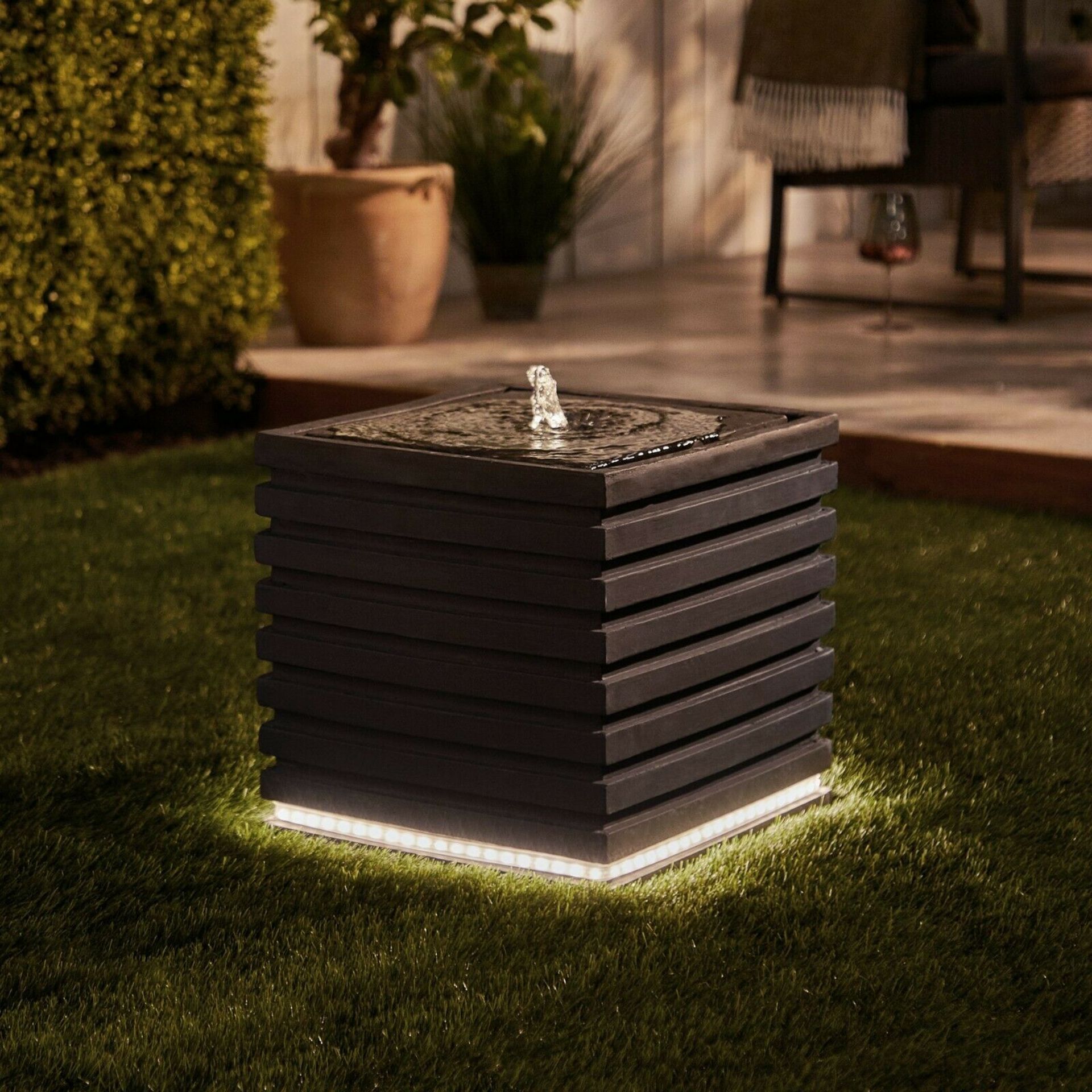 Cube Water Feature | Indoor/Outdoor Water Fountain With LED Lights. 2500598. SOOTHING – The - Image 2 of 2