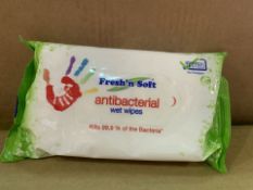 144 X BRAND NEW PACKS OF 60 FRESH AND SOFT ANTIBACTERIAL WET WIPES. KILLS 99.9% OF BACTERIA. RRP £