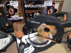 EVOLUTION R210CMS 210MM ELECTRIC SINGLE-BEVEL COMPOUND MITRE SAW 110V COMES WITH BOX (UNCHECKED,