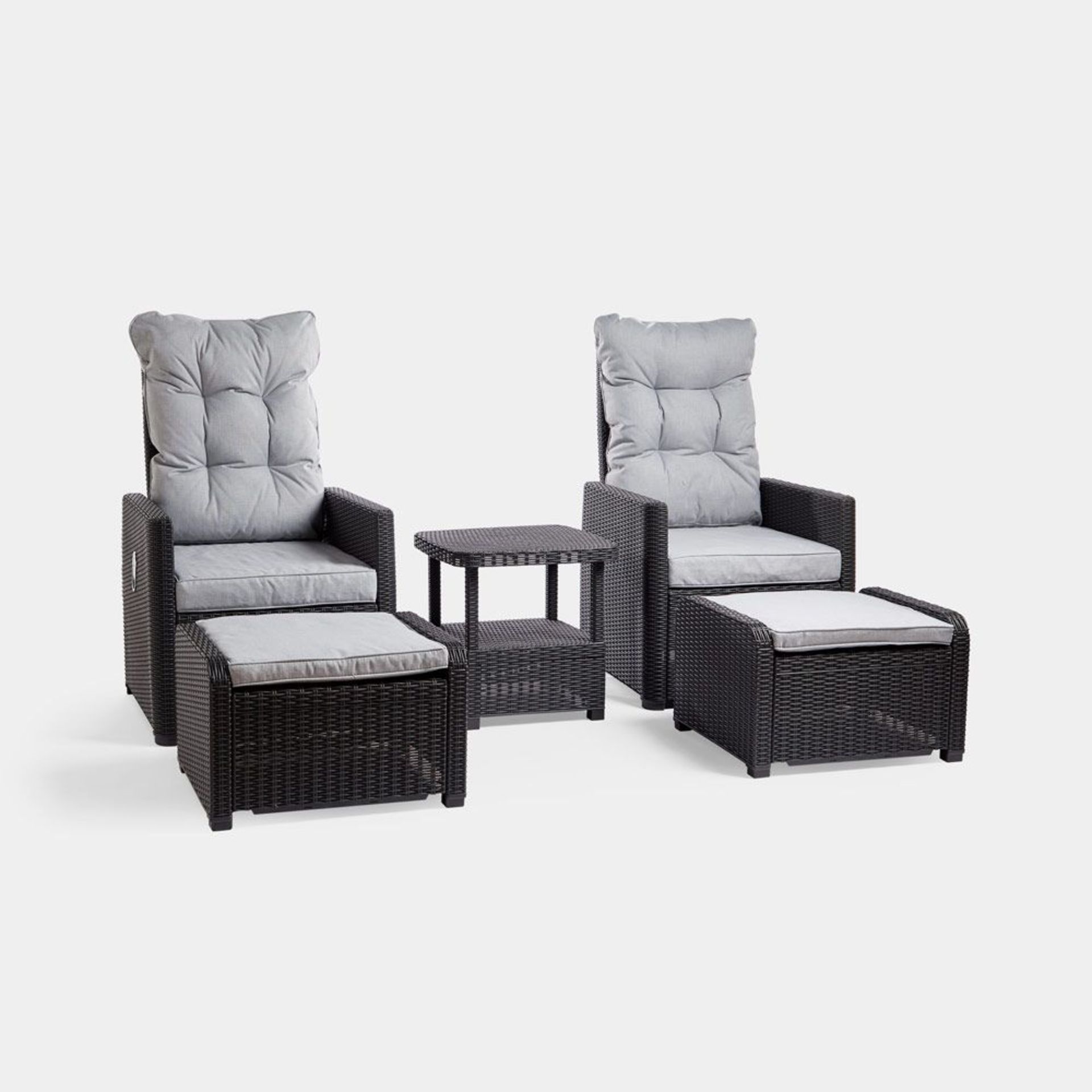 All Weather Faux Rattan Recliner Bistro Set. RRP £1,049. Soak up the sun in style on this rattan - Image 2 of 3