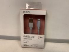 55 X BRAND NEW TESCO CHARGE AND SYNC LIGHTNING TO USB CABLES