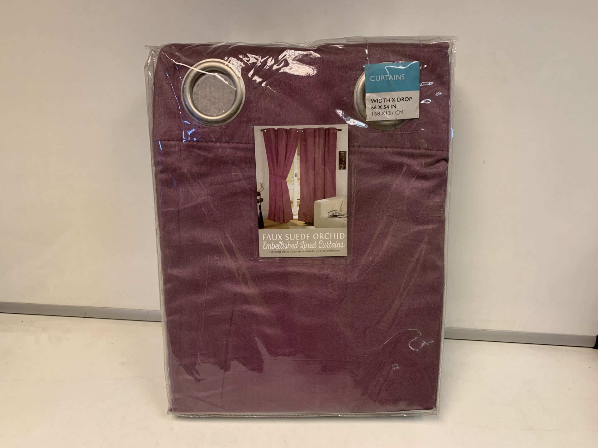 10 X BRAND NEW FAUX SUEDE ORCHID CURTAIN SETS 168 X 137CM