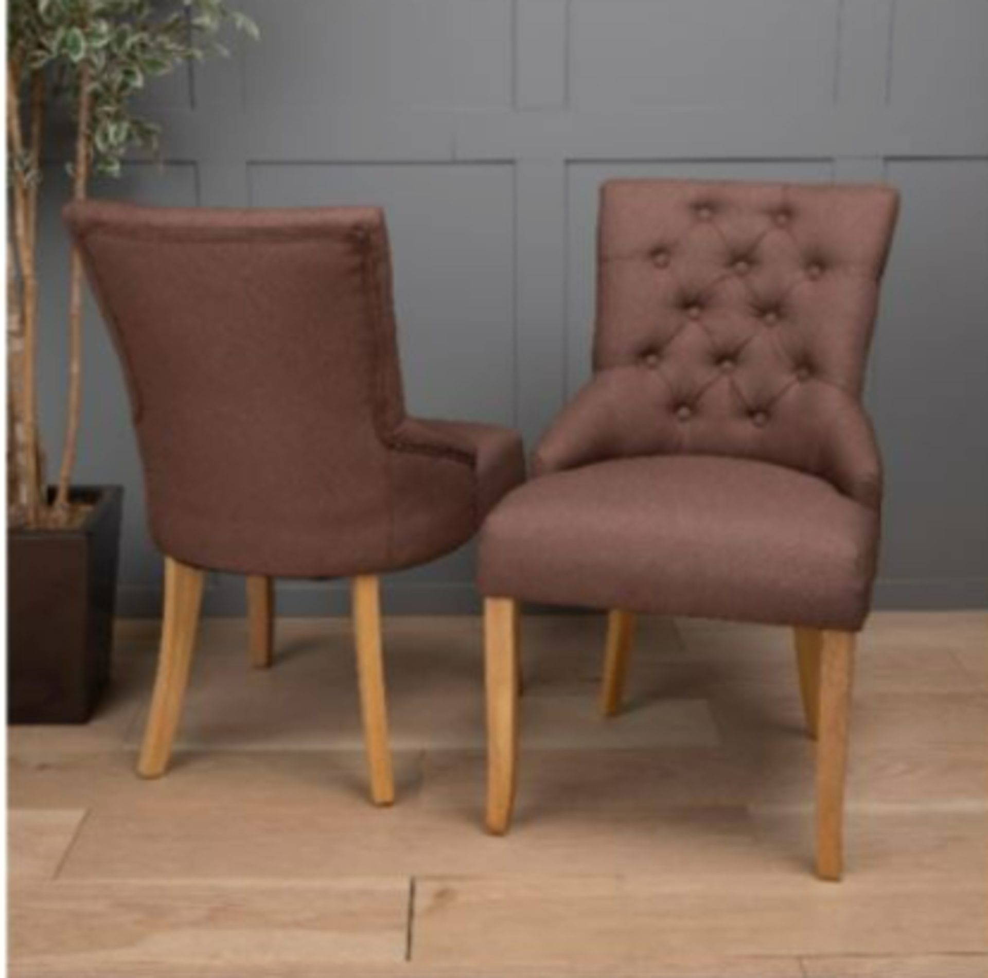 4 X BRAND NEW BOXED LUXURY CLASSIC ACCENT LINEN FABRIC DINING CHAIRS. BROWN. RRP £149.99 EACH