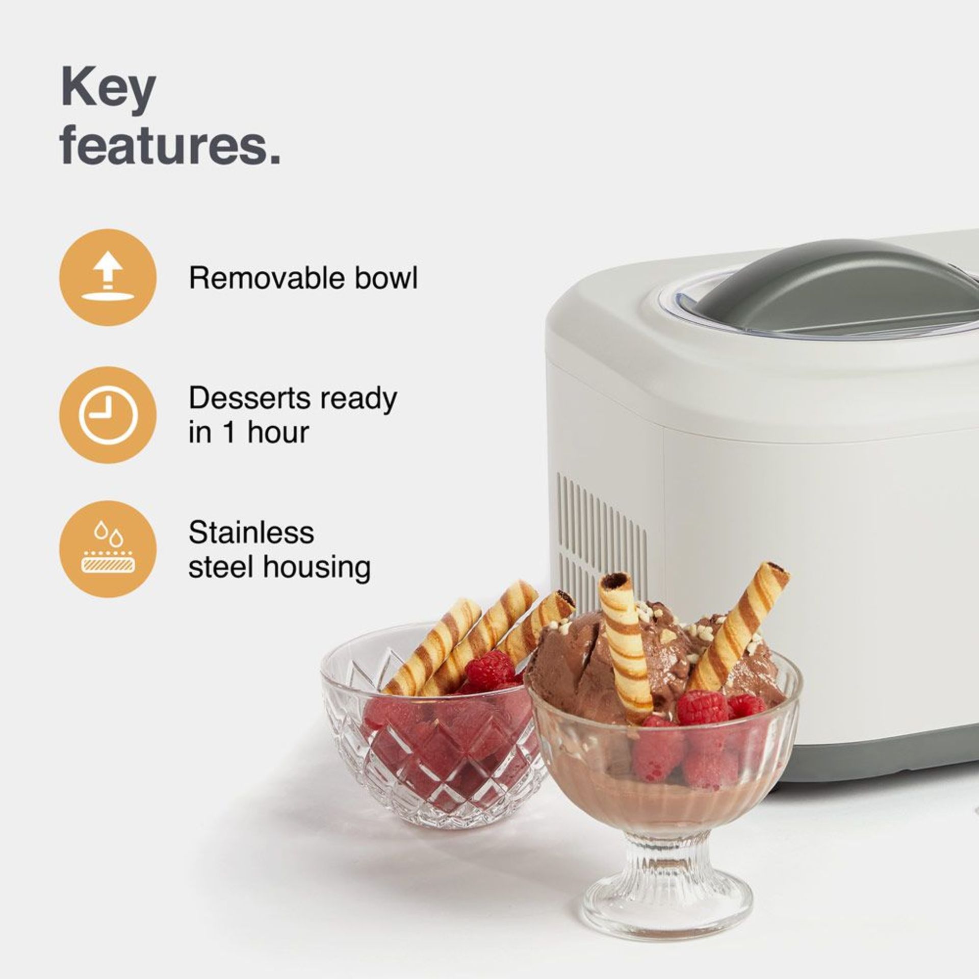 Ice Cream Maker With Compressor.  Make your own gelato, sorbet or frozen yoghurt from your - Image 2 of 3