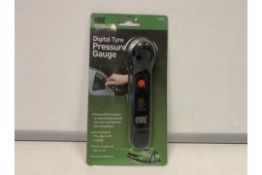 144 X NEW PACKAGED AUTOCARE DIGITAL TYRE PRESSURE GAUGES. MEASURES TYRE PRESSURE FOR SAFER DRIVIN,