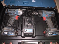 ERBAUER TWIN PACK COMBI DRILL AND IMPACT DRIVER COMES WITH 2 X BATTERIES, CHARGER AND CARRY CASE (