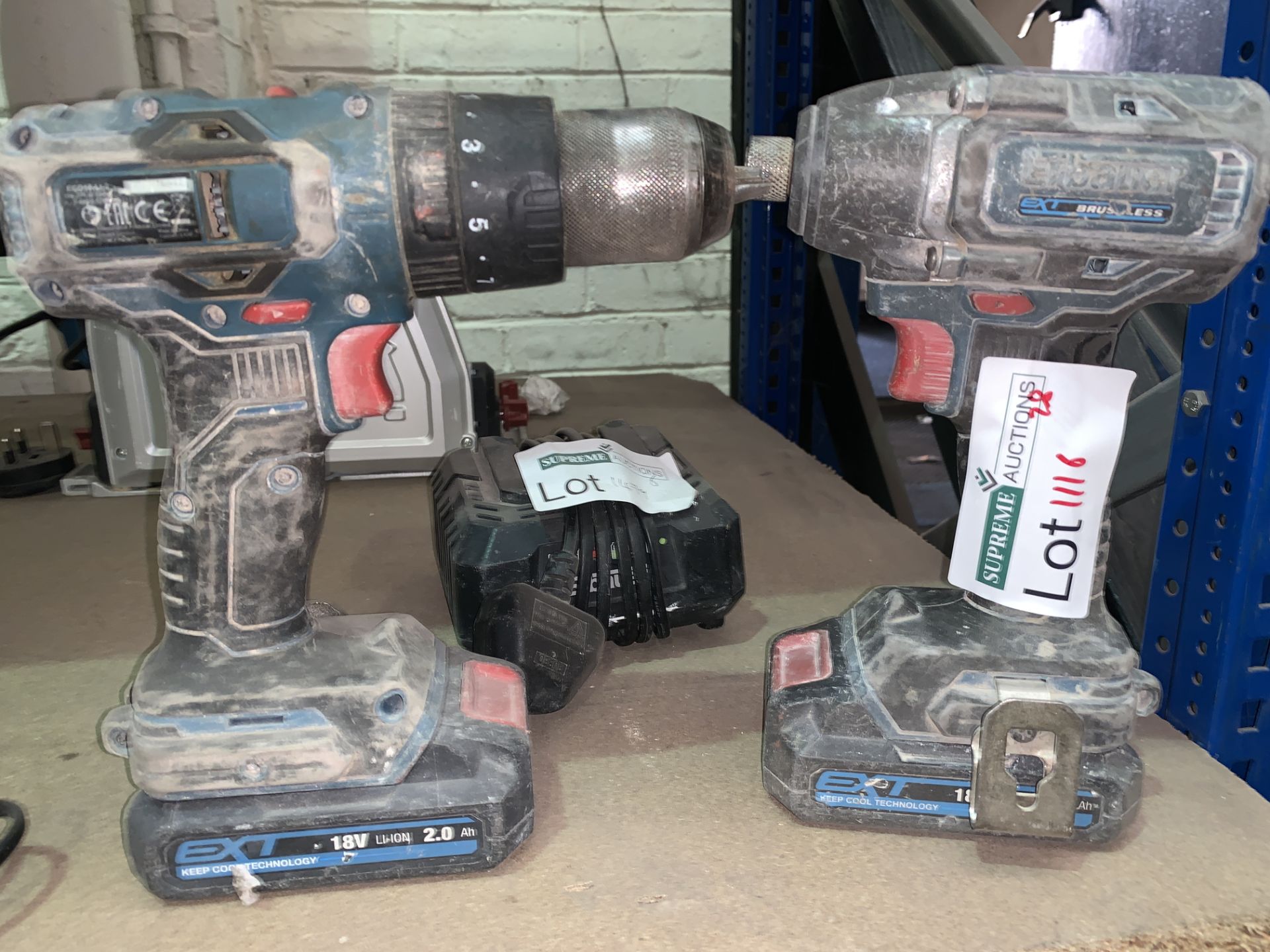 ERBAUER TWIN PACK COMBI DRILL AND IMPACT DRIVER COMES WITH 2 BATTERIES AND CHARGER (UNCHECKED,