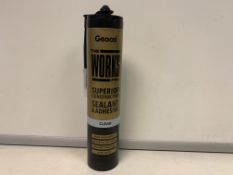 60 X NEW SEALED GEOCEL 'THE WORKS PRO' SUPERIOR CONSTRUCTION SEALANT & ADHESIVE - CLEAR. 290ML