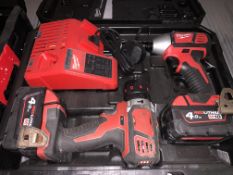 MILWAUKEE TWIN PACK COMBI DRILL AND IMPACT DRIVER COMES WITH 2 BATTERIES, CHARGER AND CARRY CASE (