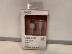 50 X BRAND NEW TESCO CHARGE AND SYNC LIGHTNING TO USB CABLES