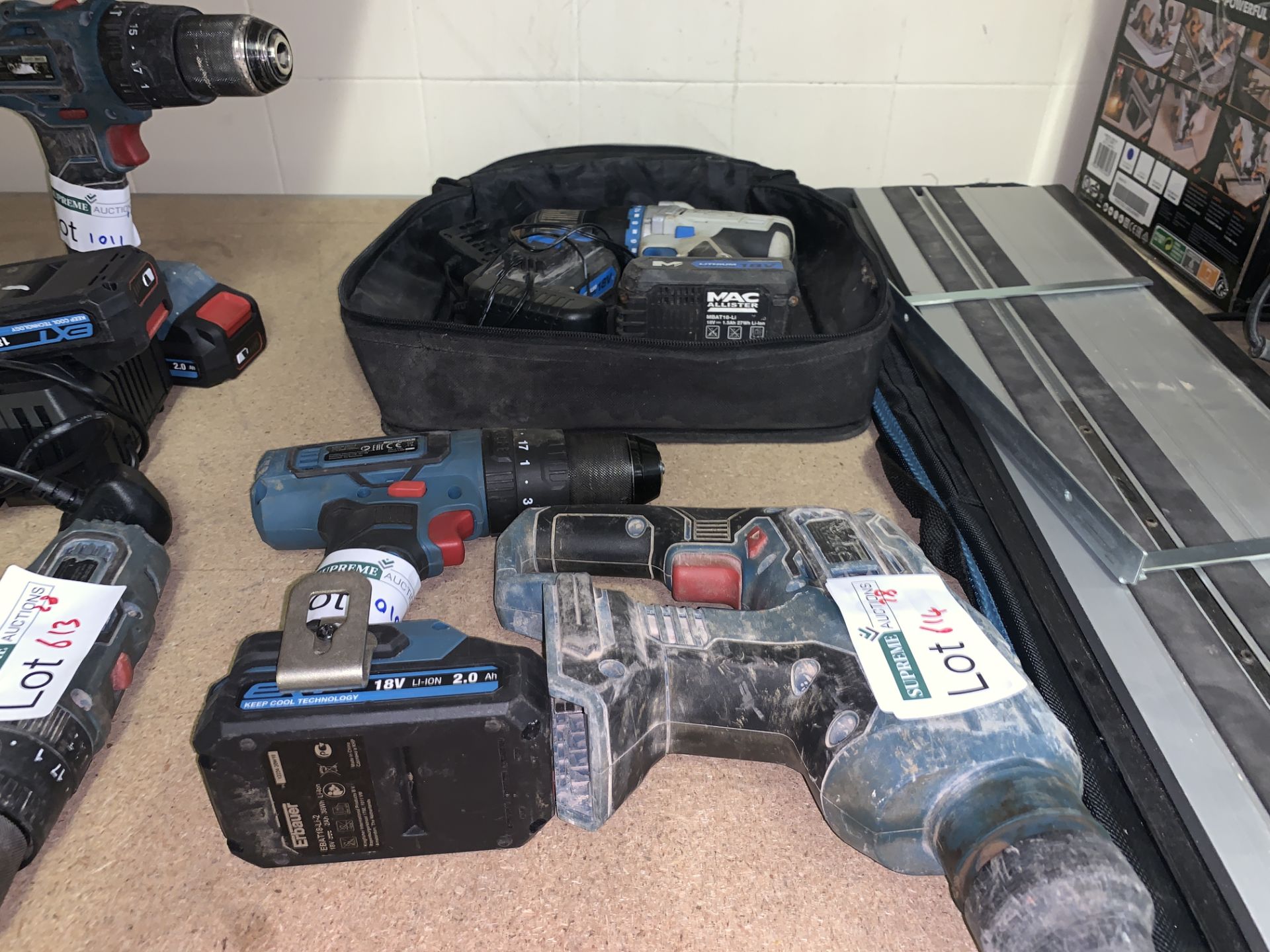 TOOL LOT INCLUDING ERBAUER COMBI DRILL, ERBAUER SDS DRILL AND MAC ALLISTER COMBI DRILL COMES WITH