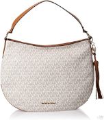 BRAND NEW MICHAEL KORS BROOKE VANILLA/ACORN LARGE ZIP HOBO BAG (3755) RRP £369 B-5