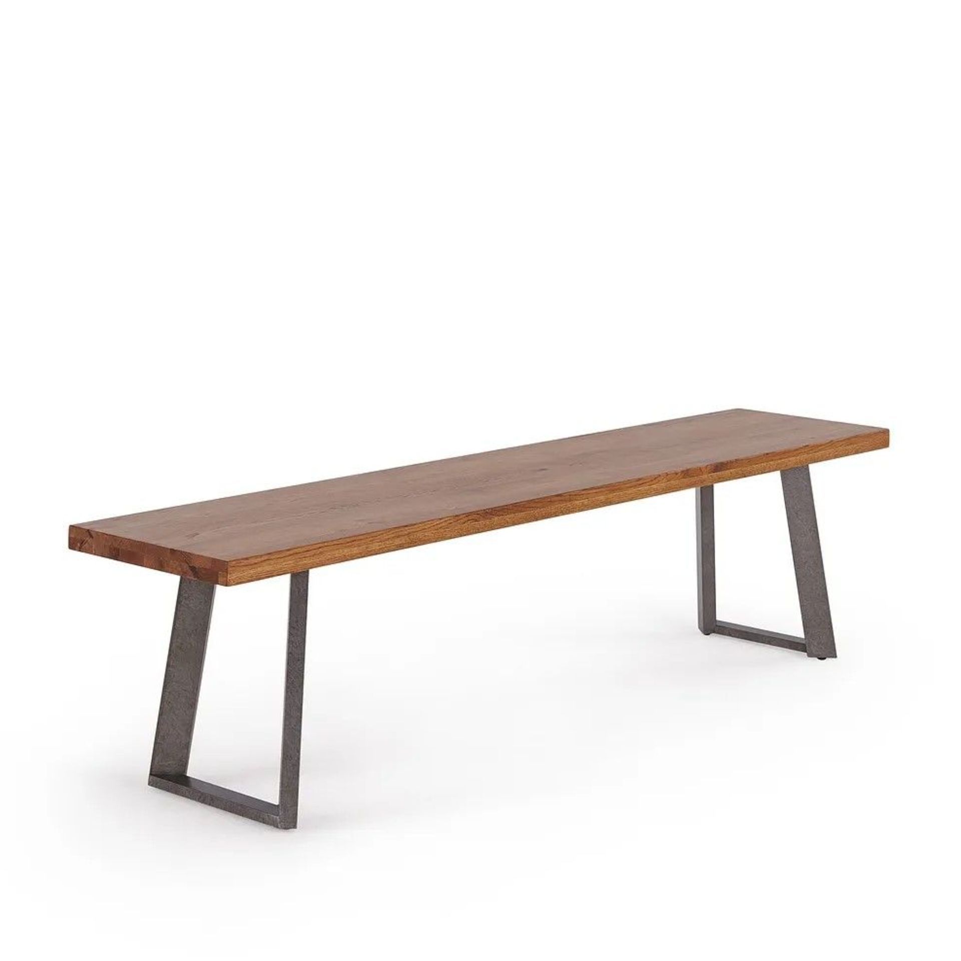 New Boxed - Cantilever Rustic Solid Oak & Metal Bench. 180cm Long. RRP £330. For a more open seating - Image 2 of 2