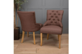 12 X BRAND NEW BOXED LUXURY CLASSIC ACCENT LINEN FABRIC DINING CHAIRS. BROWN. RRP £149.99 EACH