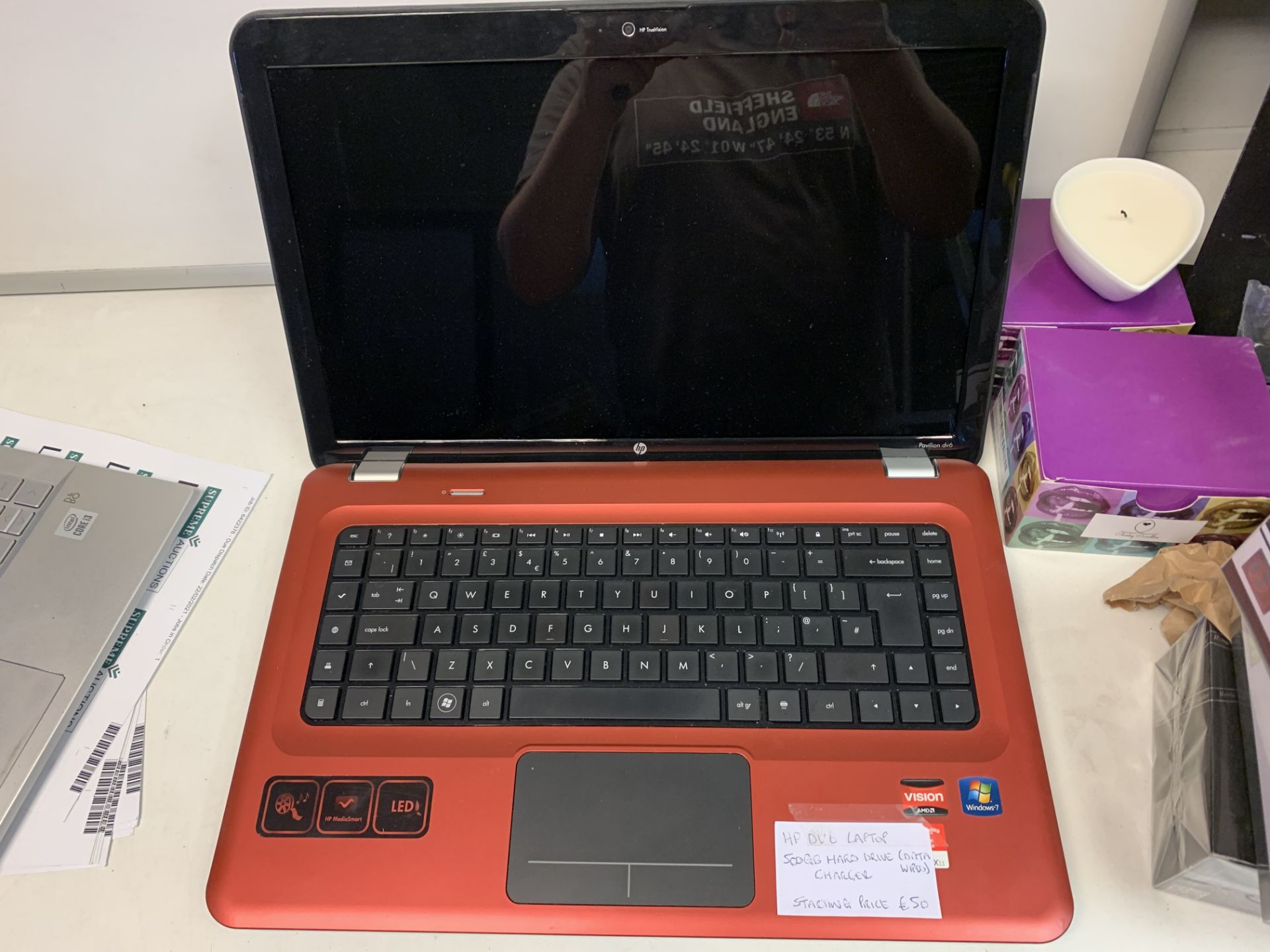 HP DV6 LAPTOP, 500GB HARD DRIVE ( DATA WIPED ) WITH CHARGER